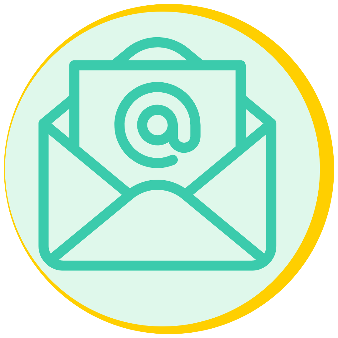 Danke-Seite, Brief-Bubble, gelber Rand